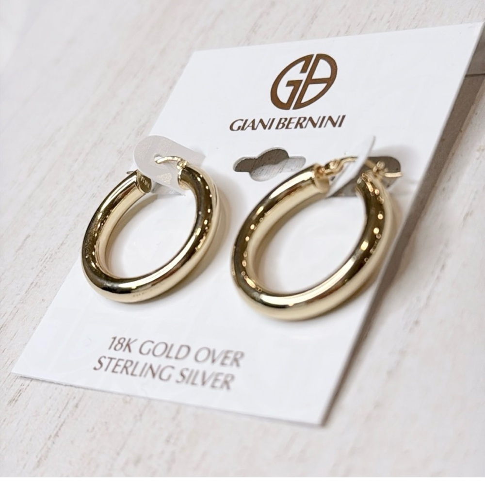 NWT Gianni Bernini 18k Gold Over Sterling Silver Hoop Earrings